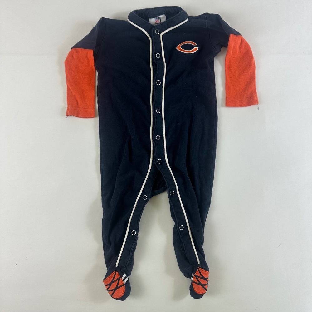 NFL Chicago Bears Baby Footed Pajamas Sleepers Team‎ Apparel Size 6 9 Months